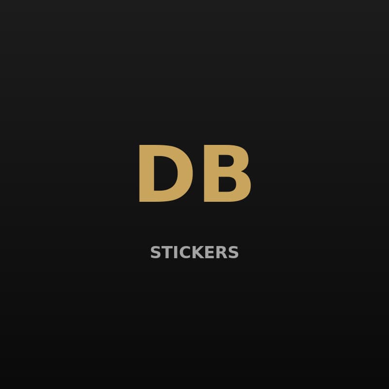 Sheet of black and gold die-cut DB laptop stickers