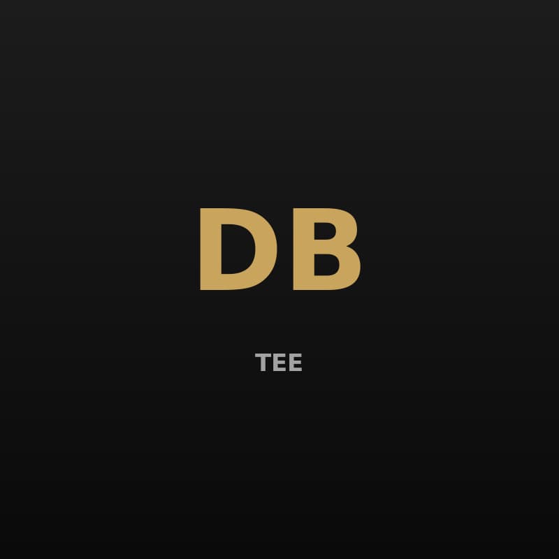 Black performance tee with a small gold DB mark
